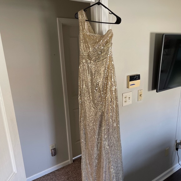 Champagne Sequin Bridesmaid Dress - Picture 2 of 7